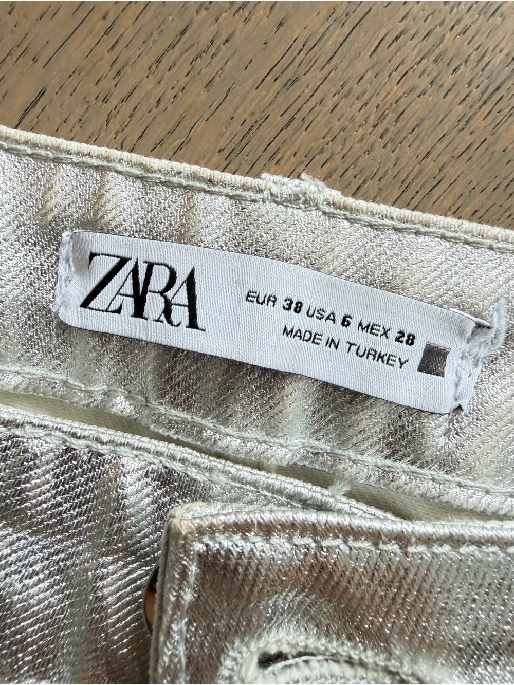 Zara ZW Collection Metallic Silver Boyfriend Jeans - Picture 6 of 7